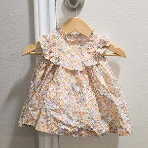Janie and Jack Peach Floral Dress- 0-3m